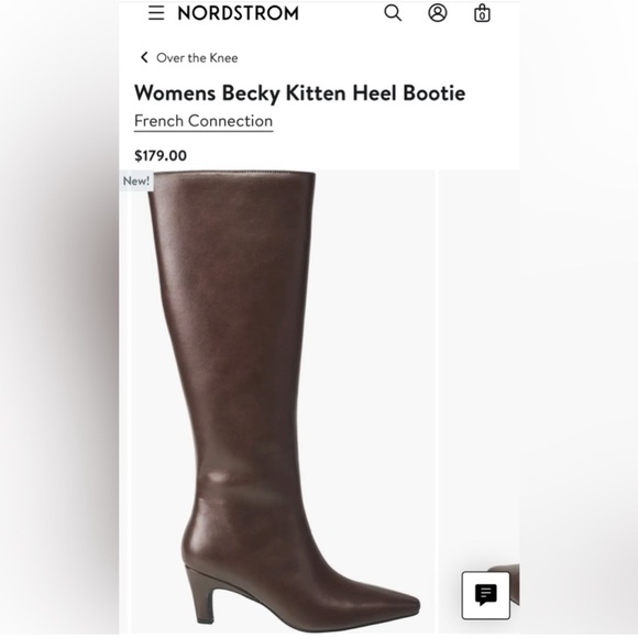 French Connection Knee High Boots Becky Kitten Heel Size 7 Chocolate Brown NIB - Picture 2 of 7